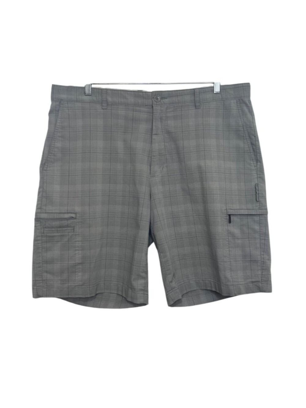 Greg Norman Tasso Elba Golf Shorts Size 40 Gray Plaid Cargo Summer